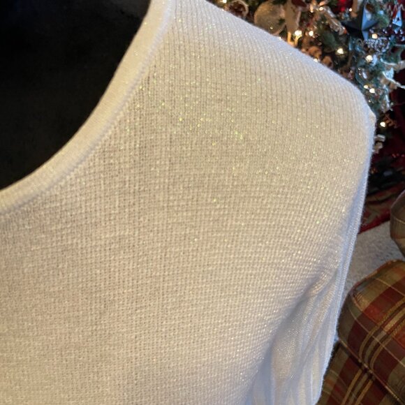 NWT NANETTE NANETTE LEPORE Shimmer Sweater Large Ivory Holidays - Picture 4 of 10